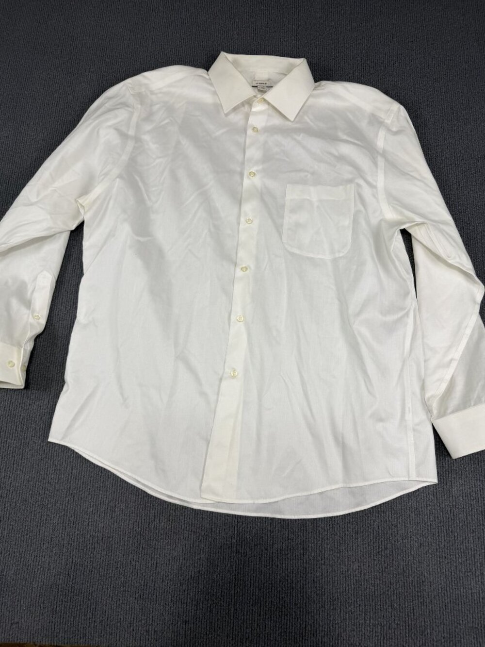 Joseph Abboud Mens Cream Long Sleeve Button-Up Dress Shirt Size 17.5 34-35
